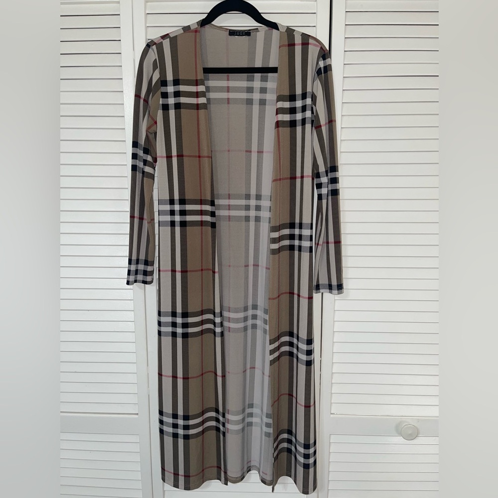Plaid Long Sleeve Open Cardigan